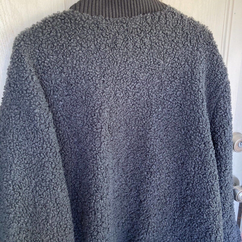 Wallflower Womens Sz L Fuzzy Jacket Iron Gray Long Sleeve Button Up Pockets New - Picture 7 of 8